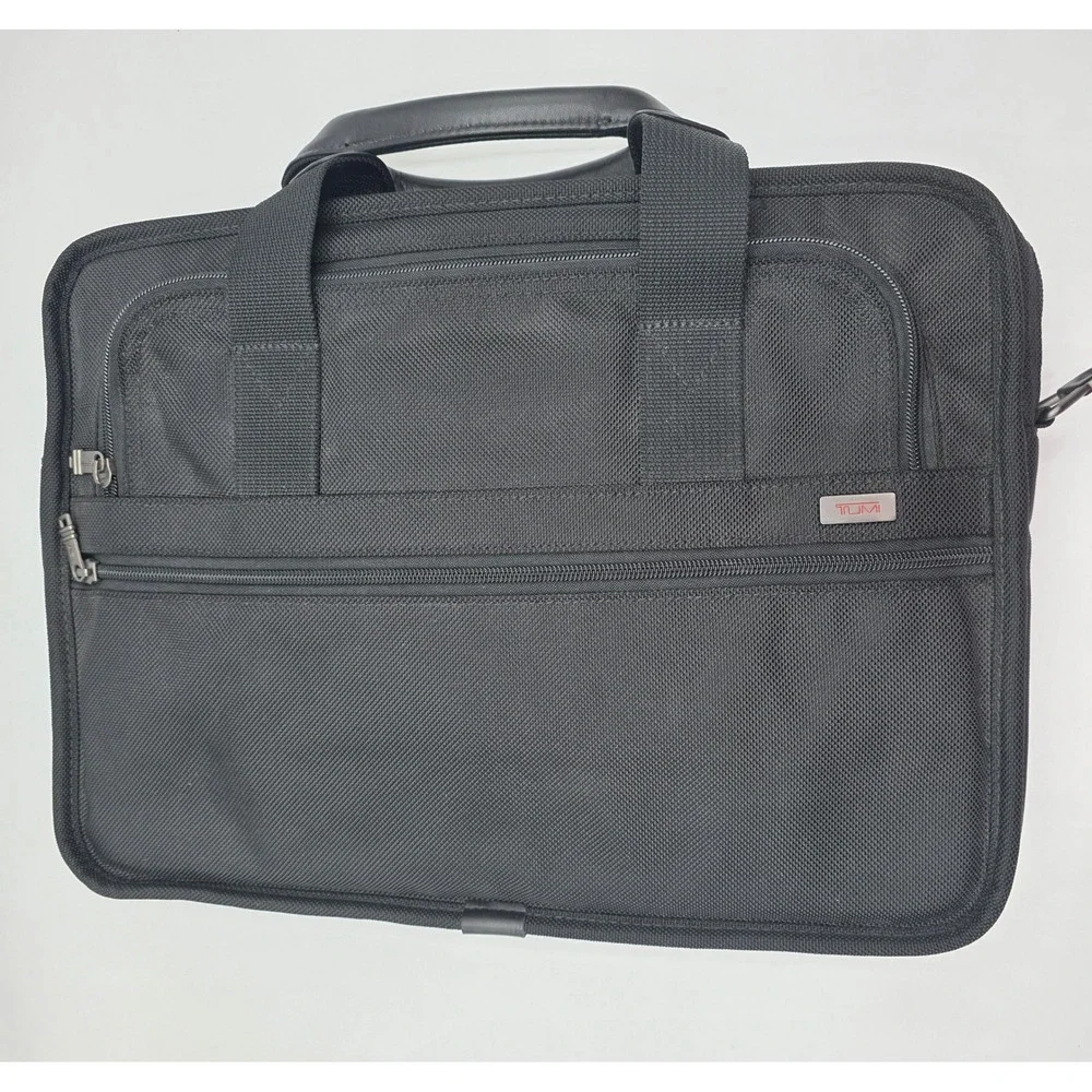 Tumi Black Ballistic Nylon Laptop Briefcase Messenger Bag with Bubble Padding